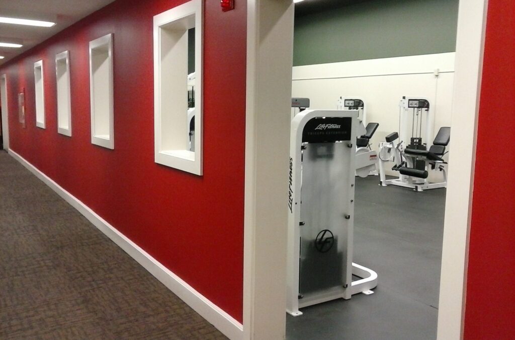 Freshly painted commercial fitness facility interior